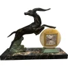 Hot Pamono Vintage Art Deco French Portoro Marble and Metal Clock, 1930s