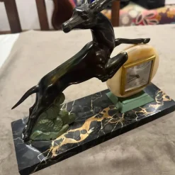 Hot Pamono Vintage Art Deco French Portoro Marble and Metal Clock, 1930s