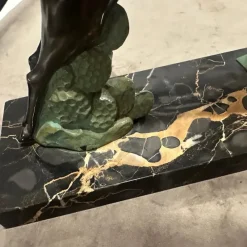 Hot Pamono Vintage Art Deco French Portoro Marble and Metal Clock, 1930s