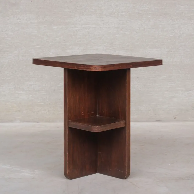 Pamono Vintage Art Deco French Wooden Side Table, 1950s> Coffee & Side Tables