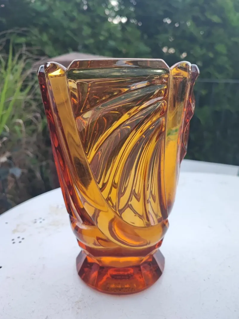 Best Pamono Vintage Art Deco Glass Vase, 1930s