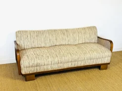 Best Pamono Vintage Art Deco Living Room Set in Curved Wood and Cane, 1950, Set of 3
