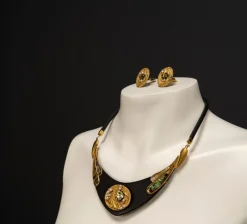 Pamono Vintage Art Deco Necklace and Clip Earrings by Luigi Briglia, 1960s, Set of 3><noscript><img width=