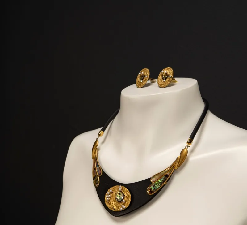 Pamono Vintage Art Deco Necklace and Clip Earrings by Luigi Briglia, 1960s, Set of 3> Necklaces