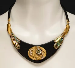 Pamono Vintage Art Deco Necklace and Clip Earrings by Luigi Briglia, 1960s, Set of 3><noscript><img width=