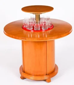 Pamono Vintage Art Deco Satin Wood Pop Up Modernist Cocktail Cabinet, 1950s><noscript><img width=