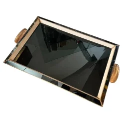 New Pamono Vintage Art Deco Serving Tray in Copper and Glass, 1930s