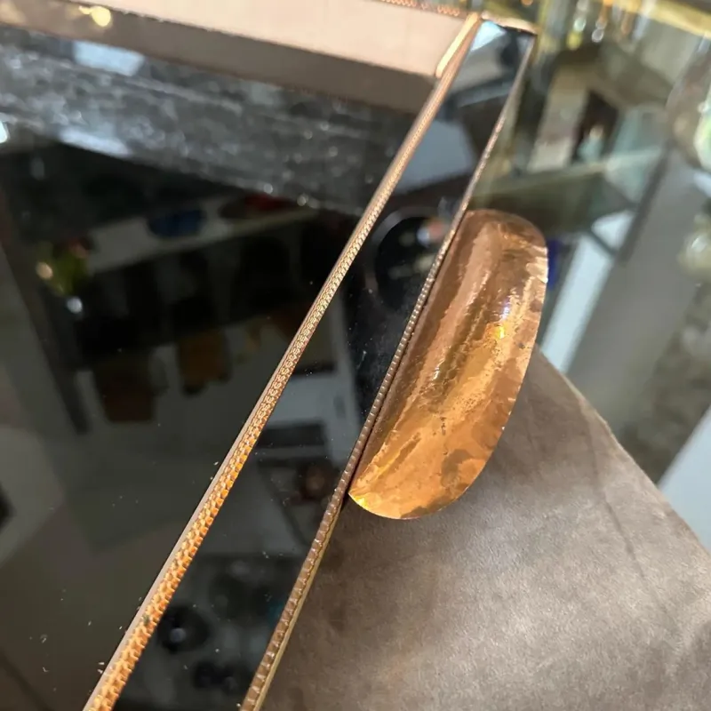 New Pamono Vintage Art Deco Serving Tray in Copper and Glass, 1930s