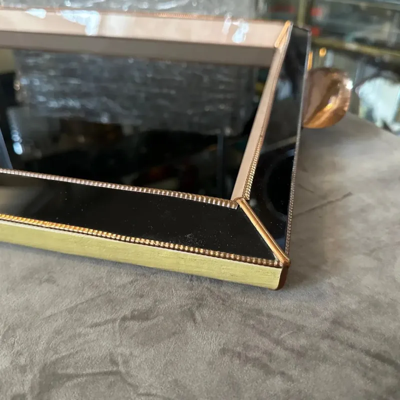 New Pamono Vintage Art Deco Serving Tray in Copper and Glass, 1930s