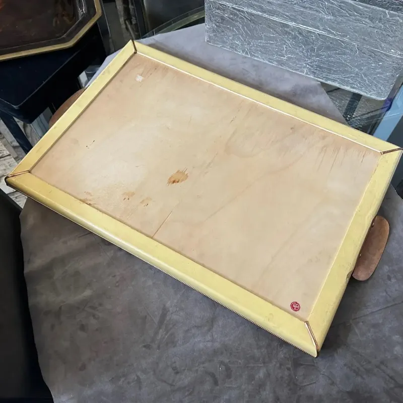 New Pamono Vintage Art Deco Serving Tray in Copper and Glass, 1930s