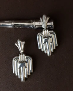 Pamono Vintage Art Deco Silver Earrings, Set of 2><noscript><img width=