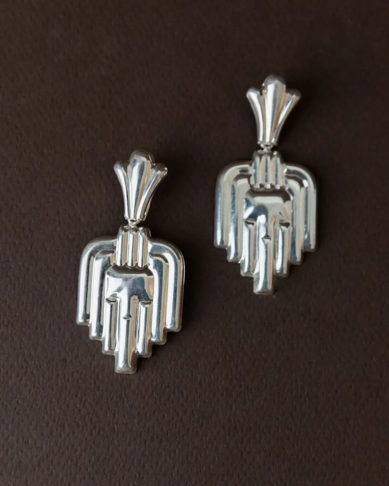 Pamono Vintage Art Deco Silver Earrings, Set of 2> Earrings