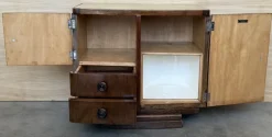 Pamono Vintage Art Deco Spanish Walnut Nightstands, 1950, Set of 2><noscript><img width=