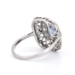 Pamono Vintage Art Deco Style Sapphire and Diamond Ring, 1970s><noscript><img width=