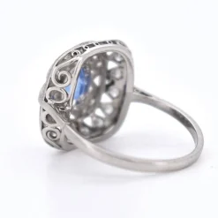 Pamono Vintage Art Deco Style Sapphire and Diamond Ring, 1970s><noscript><img width=