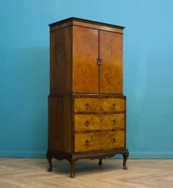 Pamono Vintage Art Deco Style Walnut Tallboy Linen Cabinet, 1950s> Cabinets & Wardrobes