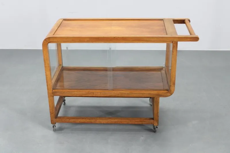 Online Pamono Vintage Art Deco Walnut Serving Cart, 1930s