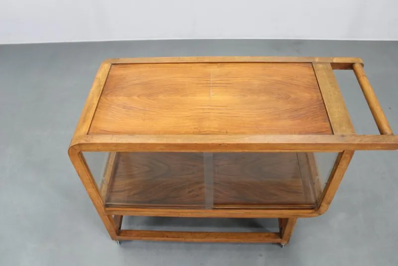 Online Pamono Vintage Art Deco Walnut Serving Cart, 1930s