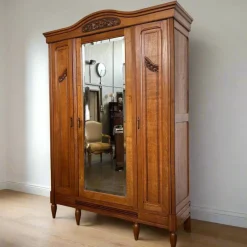 Pamono Vintage Art Nouveau Wardrobe in Oak, 1920> Cabinets & Wardrobes