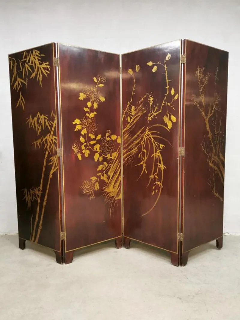 Sale Pamono Vintage Asian Room Divider with Exotic Birds, 1960s