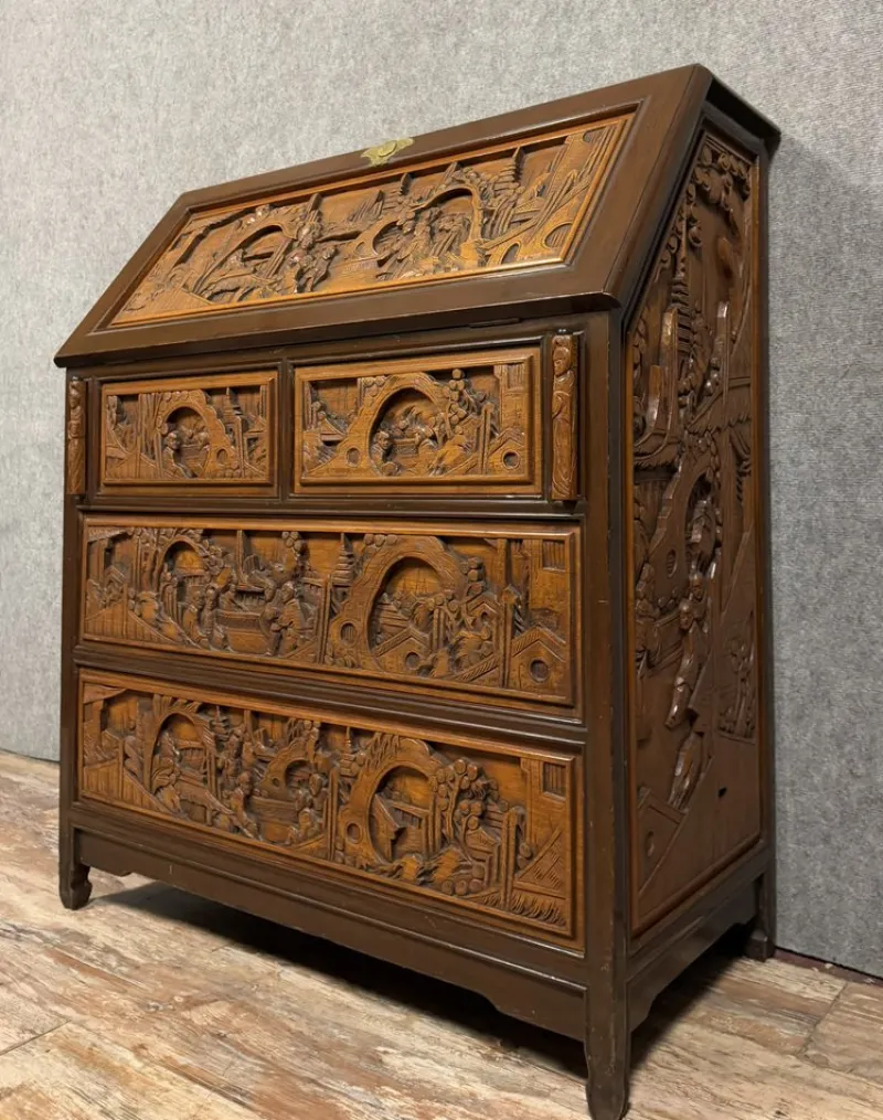 Hot Pamono Vintage Asian Secretaire in Camphor, 1950