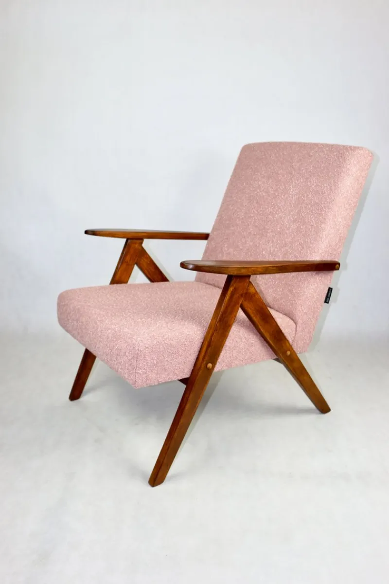 Pamono Vintage B-310 VAR Armchair in Pink Bouclé, 1970s> Lounge Chairs & Armchairs