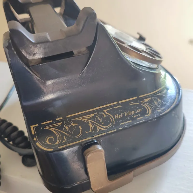Best Pamono Vintage Bakelite Phone with Rotary Dial and Brass Carry Handle from Bell Telephone, Antwerp, Belgium, 1930s