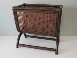 Outlet Pamono Vintage Bamboo & Webbing Magazine Rack, Italy, 1960s