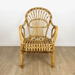 Pamono Vintage Bamboo and Rattan Armchair, 1950s><noscript><img width=