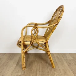 Pamono Vintage Bamboo and Rattan Armchair, 1950s><noscript><img width=