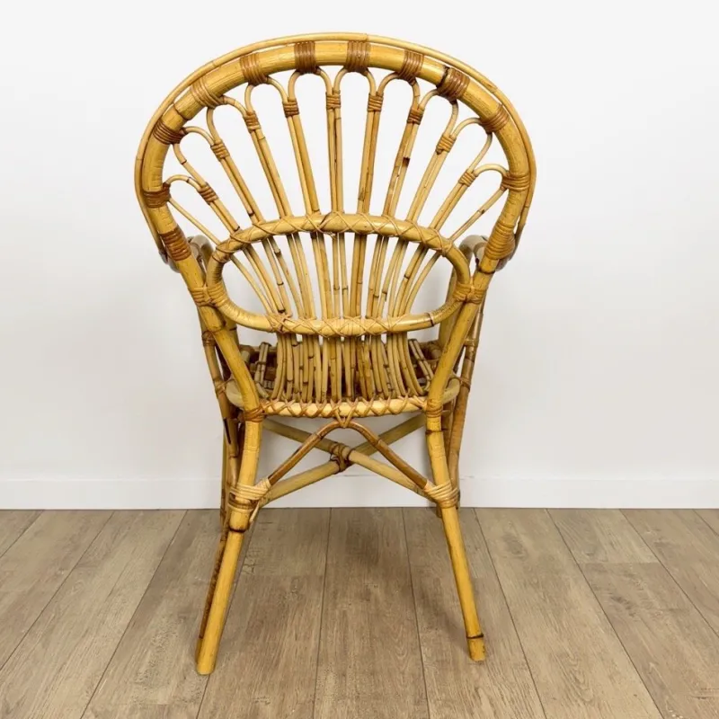 Pamono Vintage Bamboo and Rattan Armchair, 1950s> Garden Seating