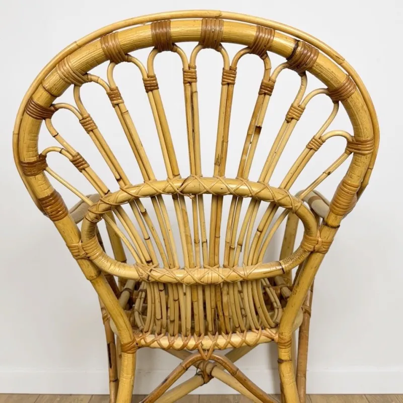 Pamono Vintage Bamboo and Rattan Armchair, 1950s> Garden Seating