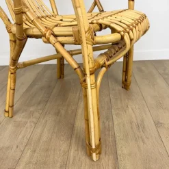 Pamono Vintage Bamboo and Rattan Armchair, 1950s><noscript><img width=