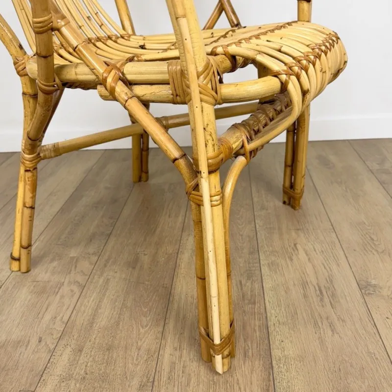 Pamono Vintage Bamboo and Rattan Armchair, 1950s> Garden Seating