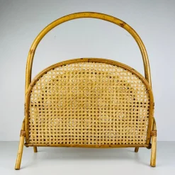 Pamono Vintage Bamboo and Vienna Straw Magazine Rack, 1960s> Magazine Racks