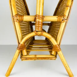 Pamono Vintage Bamboo and Vienna Straw Magazine Rack, 1960s><noscript><img width=