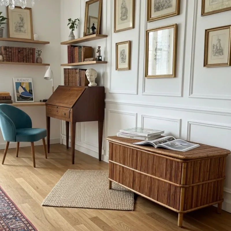 Pamono Vintage Bamboo Chest by Audoux Minnet, 1950s> Dressers, Commodes & Chests