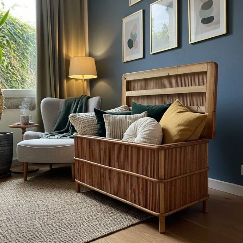 Pamono Vintage Bamboo Chest by Audoux Minnet, 1950s> Dressers, Commodes & Chests