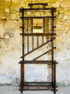 Sale Pamono Vintage Bamboo Hall Stand with Bevelled Mirror, 1920s