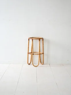 Pamono Vintage Bamboo Pedestal with Glass Top, 1960s> Pedestals And Columns