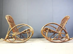 Online Pamono Vintage Bamboo Rocking Chair, 1960s, Set of 2