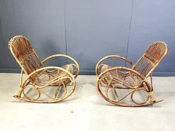 Online Pamono Vintage Bamboo Rocking Chair, 1960s, Set of 2