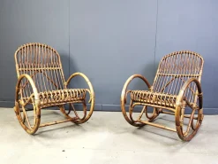 Online Pamono Vintage Bamboo Rocking Chair, 1960s, Set of 2