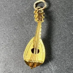 Hot Pamono Vintage Banjo Sitar 18k Yellow Gold Charm Pendant, 1960s