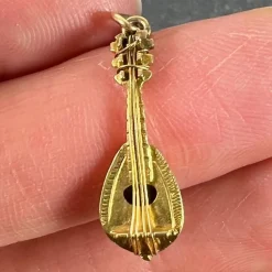 Hot Pamono Vintage Banjo Sitar 18k Yellow Gold Charm Pendant, 1960s