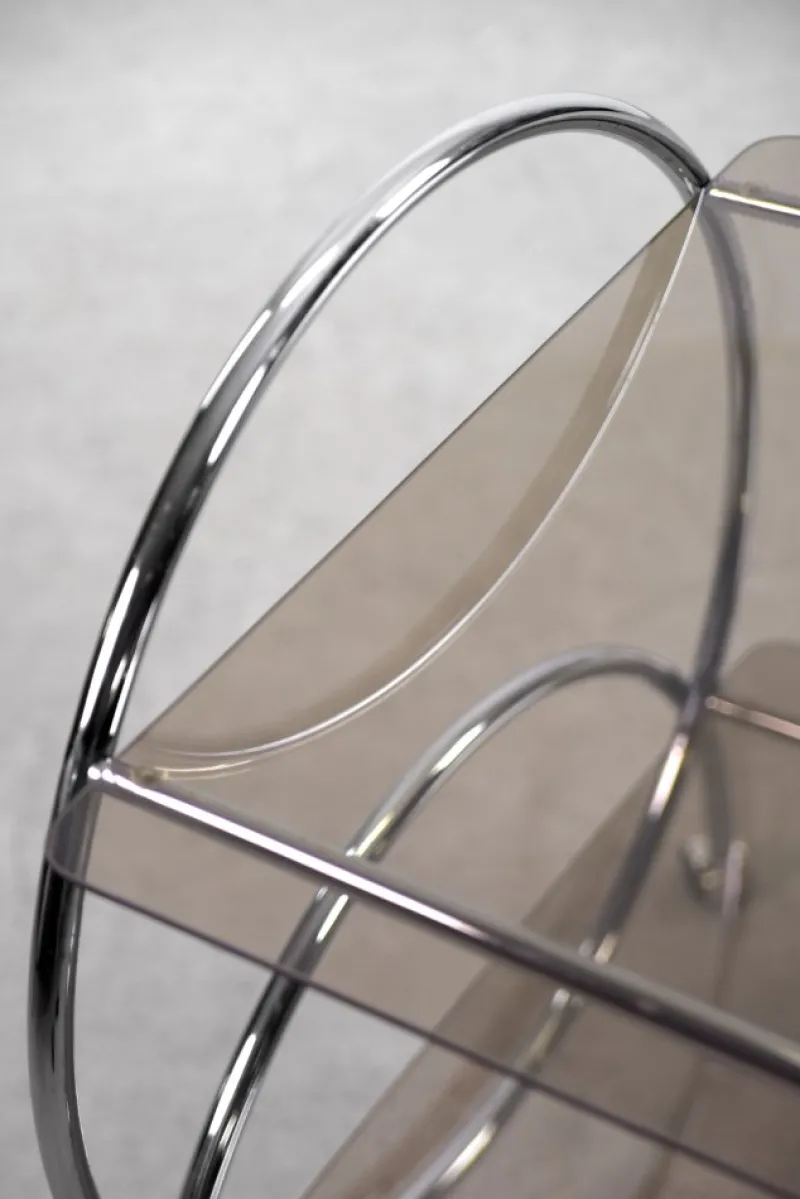 Pamono Vintage Bar Cart Chrome & Smoked Glass from Ikea, 1970s> Serving Bar Carts & Trolleys