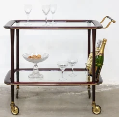 Online Pamono Vintage Bar Cart in Lacquered Wood and Brass, 1950s