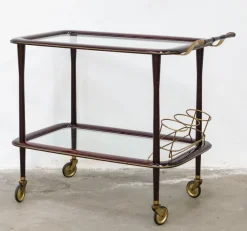 Online Pamono Vintage Bar Cart in Lacquered Wood and Brass, 1950s