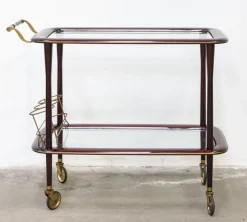 Online Pamono Vintage Bar Cart in Lacquered Wood and Brass, 1950s