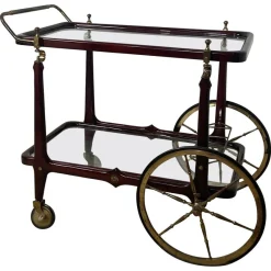 Pamono Vintage Bar Trolley in Lacquered Wood and Brass, 1950> Serving Bar Carts & Trolleys